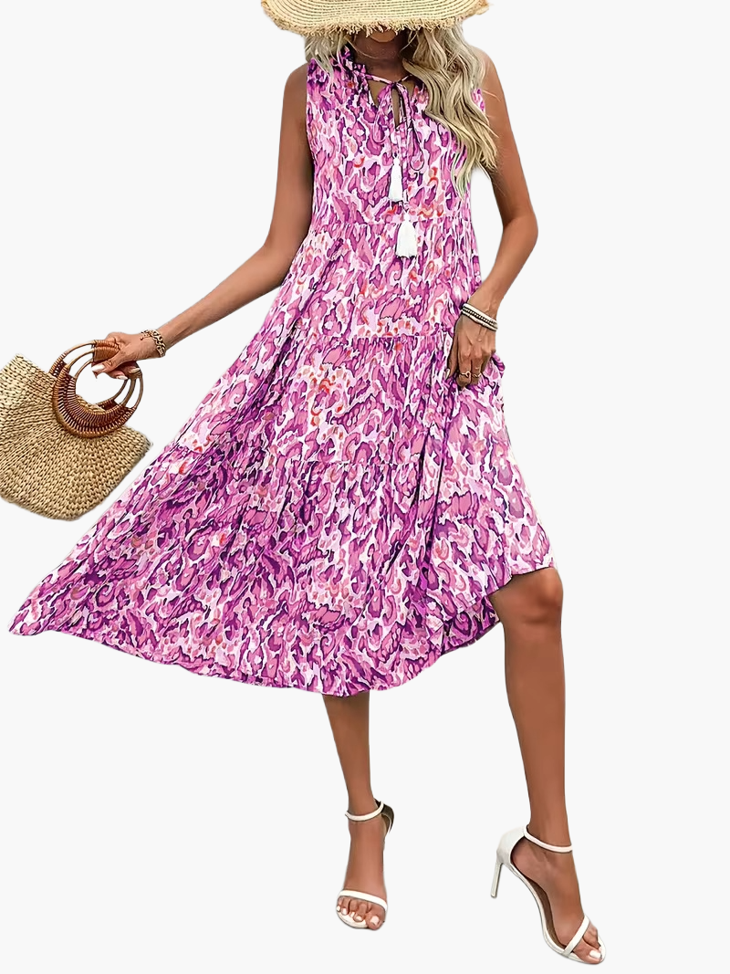Robe Femme Élégante Sans Manches Style Bohème pour Été et Printemps