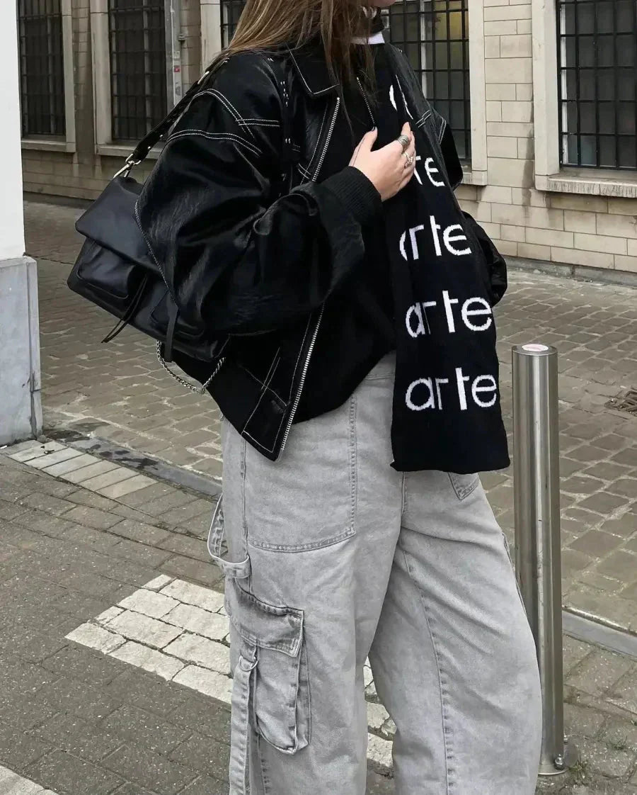Veste bomber oversize streetwear pour femme – Style urbain décontracté