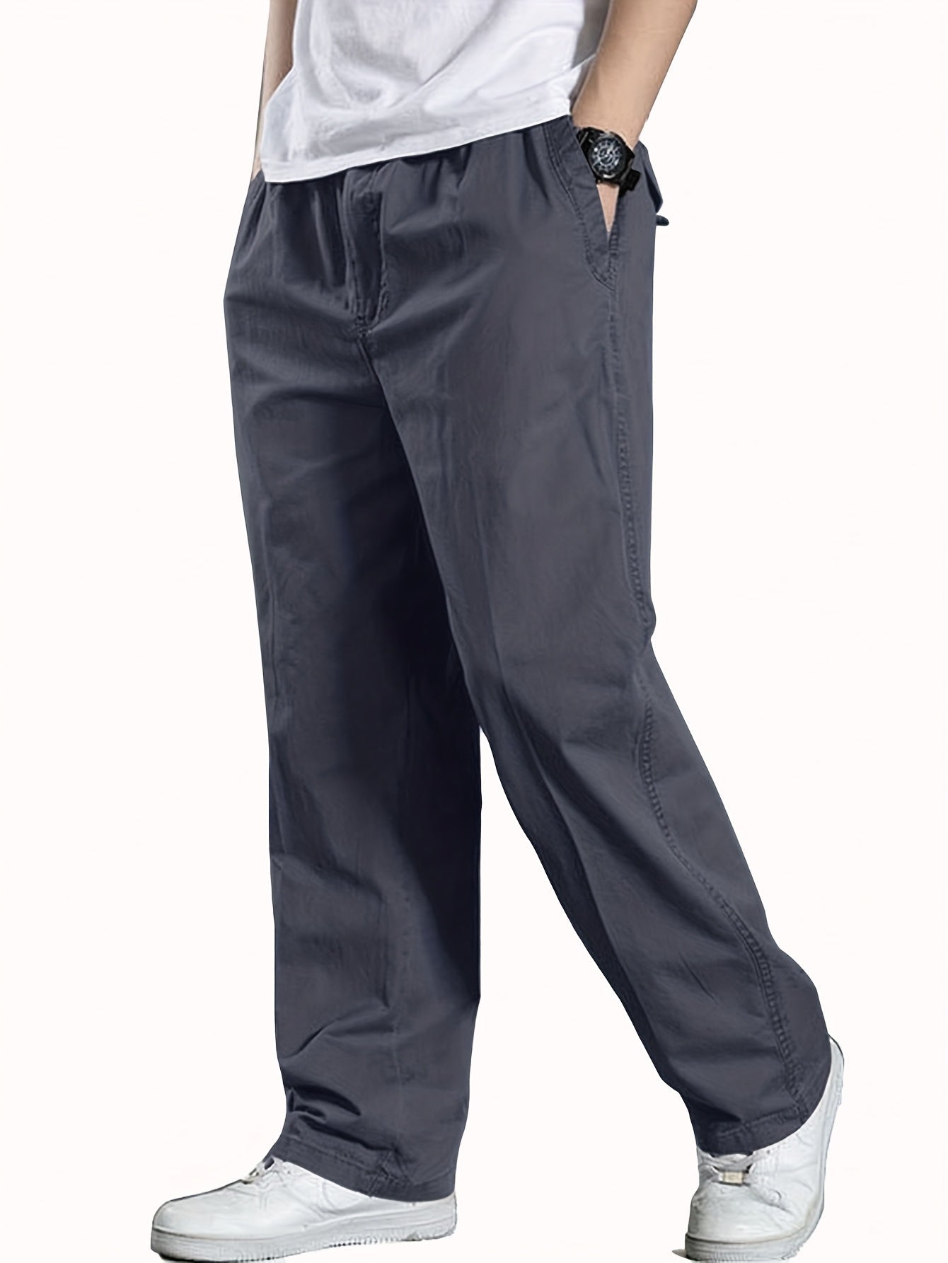 Pantalón casual para hombre con cintura elástica, corte holgado, ideal para ocio y descanso