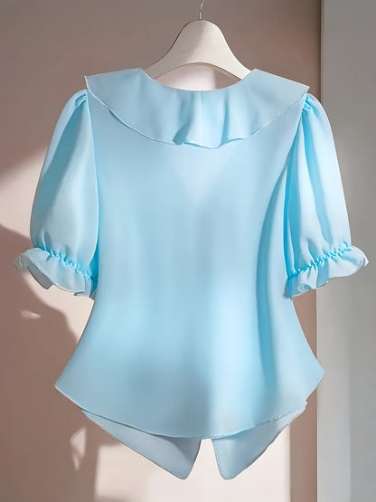 Blouse Femme Élégante à Volants Style Romantique pour Bureau et Soirée