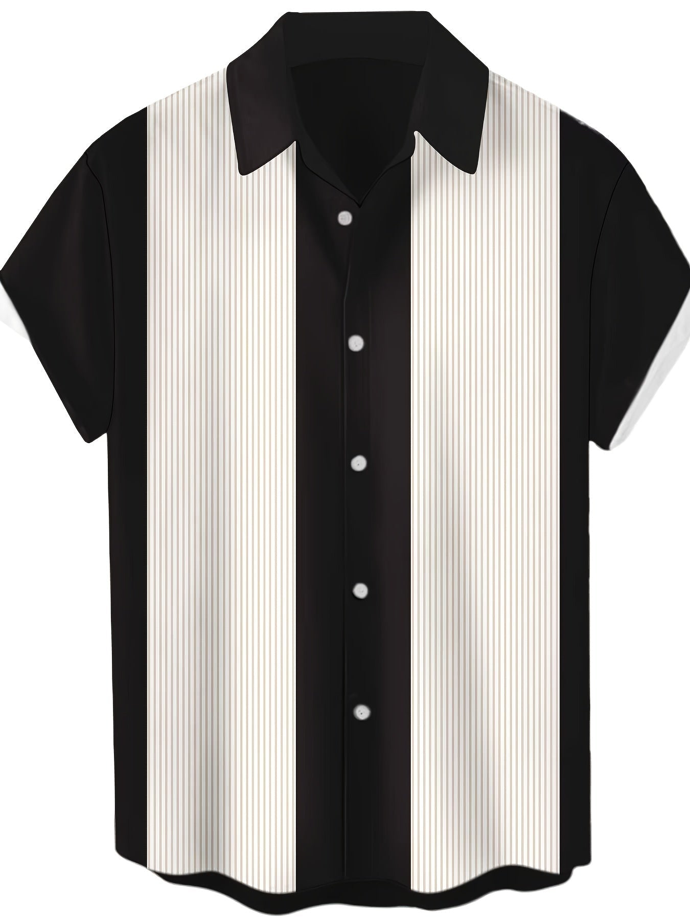 Chemise décontractée homme style bowling à rayures verticales manches courtes