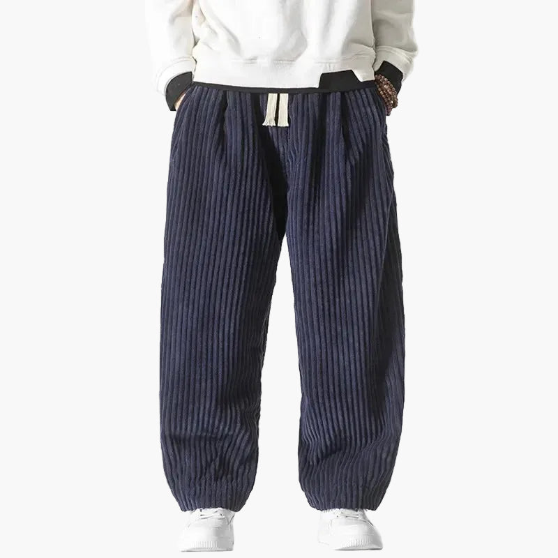 Loose men's trousers casual ribbed style for leisure or relaxation