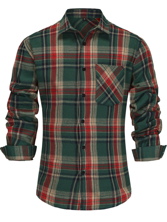 Men's Casual Plaid Shirt - Perfect for Fall/Winter