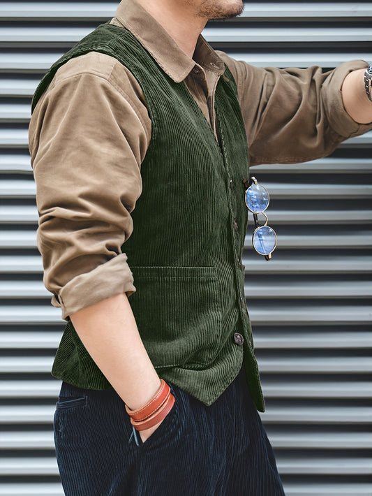 Gilet Homme Élégant Style Vintage Décontracté pour Travail et Loisirs