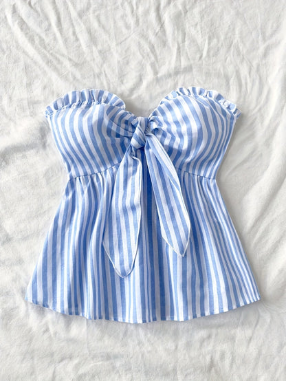 Top bustier met strepen, voorgebonden, casual stijl voor dames