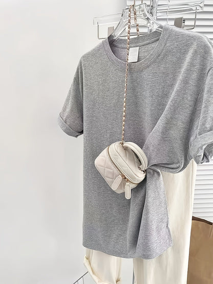 Basic T-shirt med korte ærmer i afslappet stil til kvinder