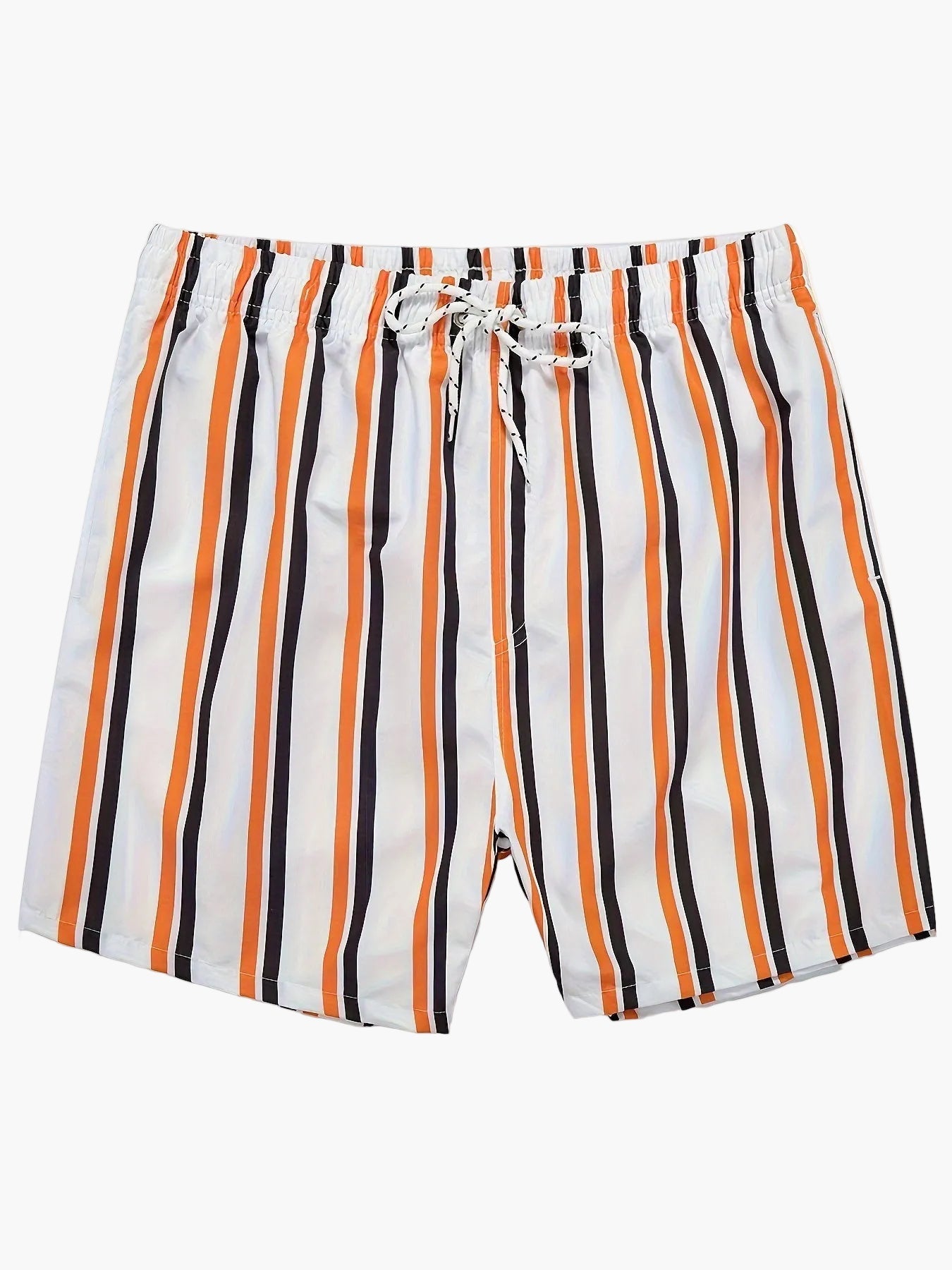 Krótkie spodenki kąpielowe męskie w paski, styl casual, na plażę i basen
