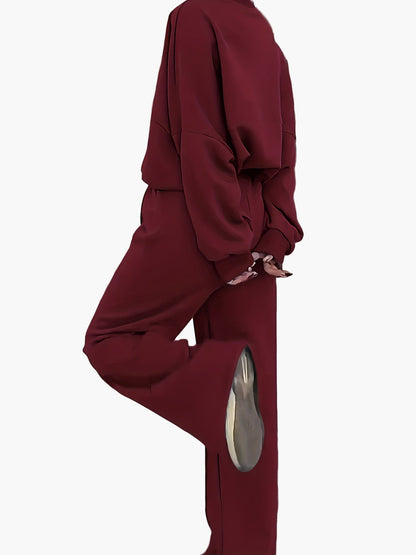 Ensemble décontracté femme deux pièces à fermeture zippée pour loisirs et détente