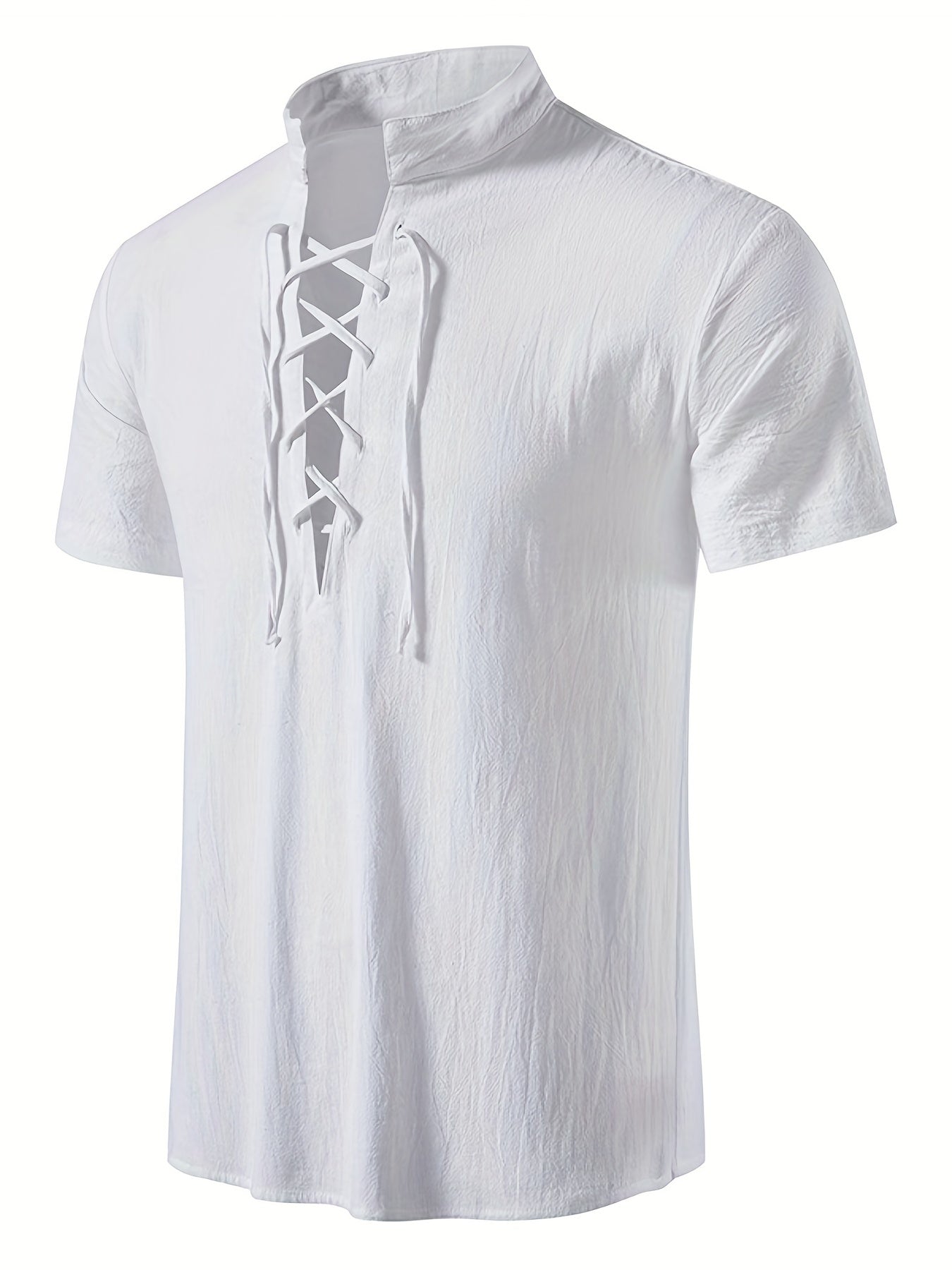 Camicia casual uomo maniche corte stile allacciato collo alla coreana per l'estate