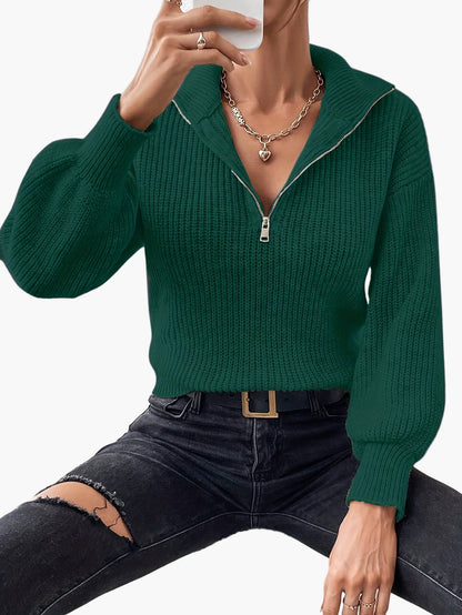 Pull zippé col montant femme style élégant pour un look quotidien tendance
