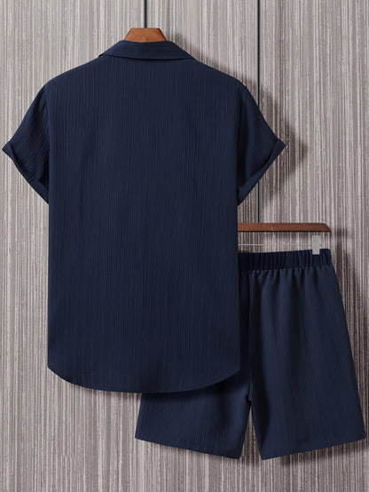 Ensemble décontracté estival pour homme, chemise à manches courtes et short, style urbain, idéal pour l'été
