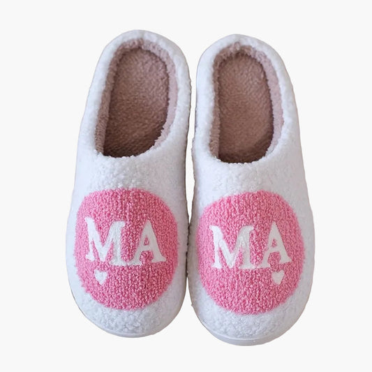 Chaussons d'intérieur femme style cocooning motif MAMAN pour détente maison