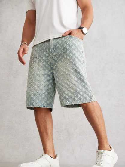 Herreshorts i streetwear-stil med broderet mønster – Afslappede, trendy urbane shorts