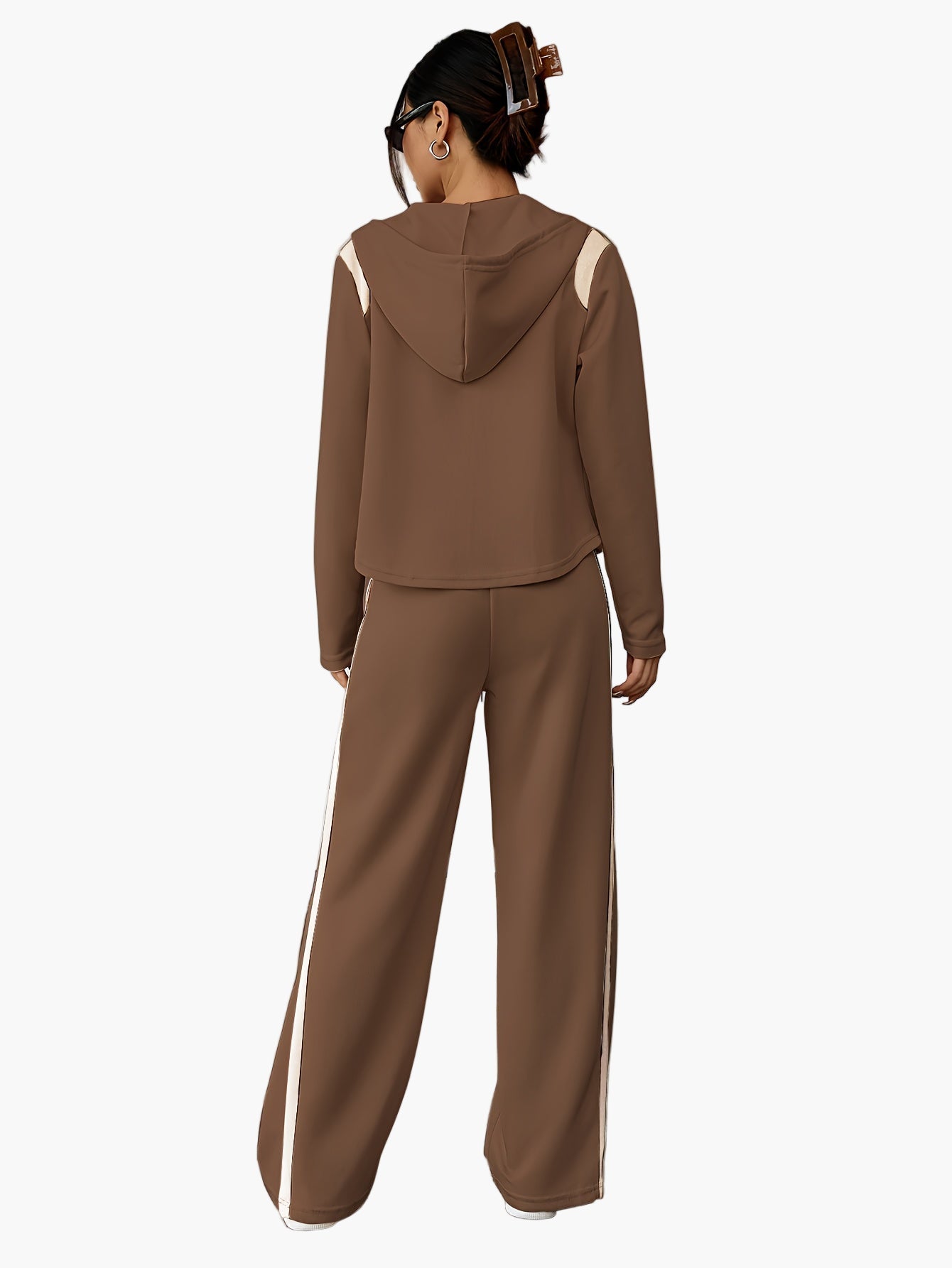 Ensemble de survêtement femme style décontracté avec veste à capuche et pantalon ample