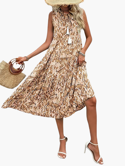 Robe Femme Élégante Sans Manches Style Bohème pour Été et Printemps