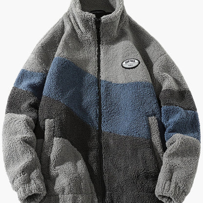Veste polaire homme style universitaire à col montant et fermeture zippée pour look décontracté