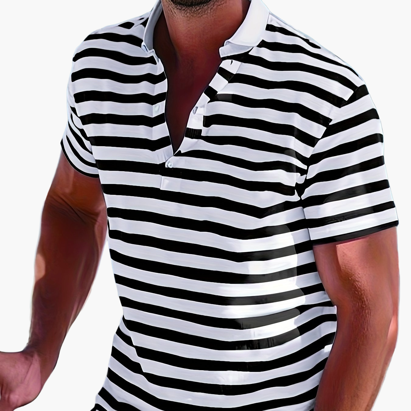 Polo marin à rayures homme style casual pour l'été