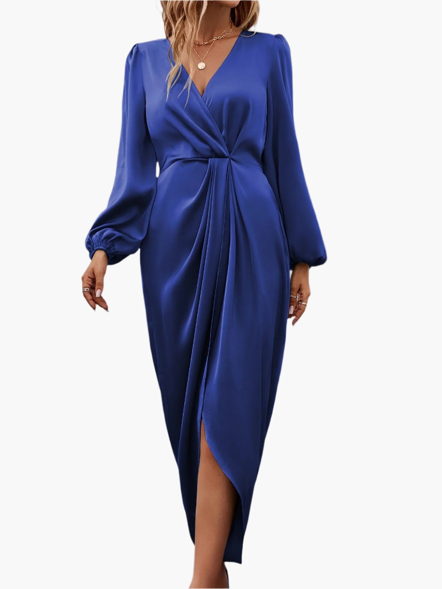 Robe portefeuille élégante de soirée pour femme, style drapé chic événement habillé