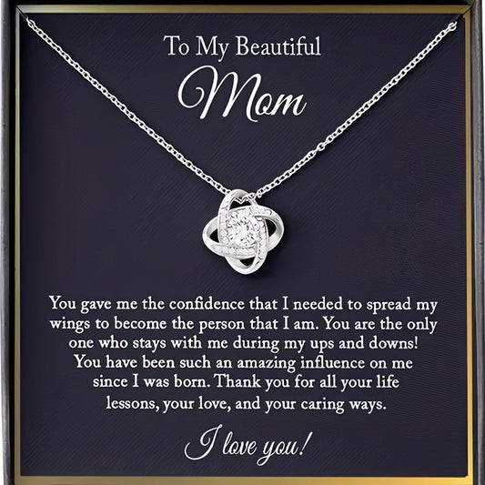 Collier Femme Élégant Cadeau pour Maman avec Message Touchant – Bijou Style Nœud d’Amour pour la Fête des Mères