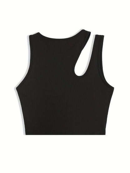 Women's trendy asymmetrical style tank top for summer - cropped fit, sexy and modern look