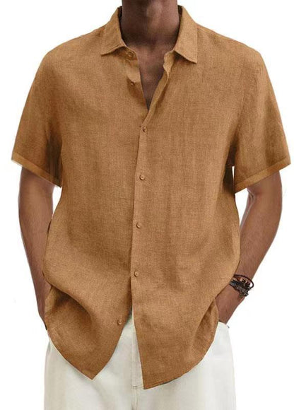 Chemise Décontractée Homme Style Japonais Manches Courtes Été