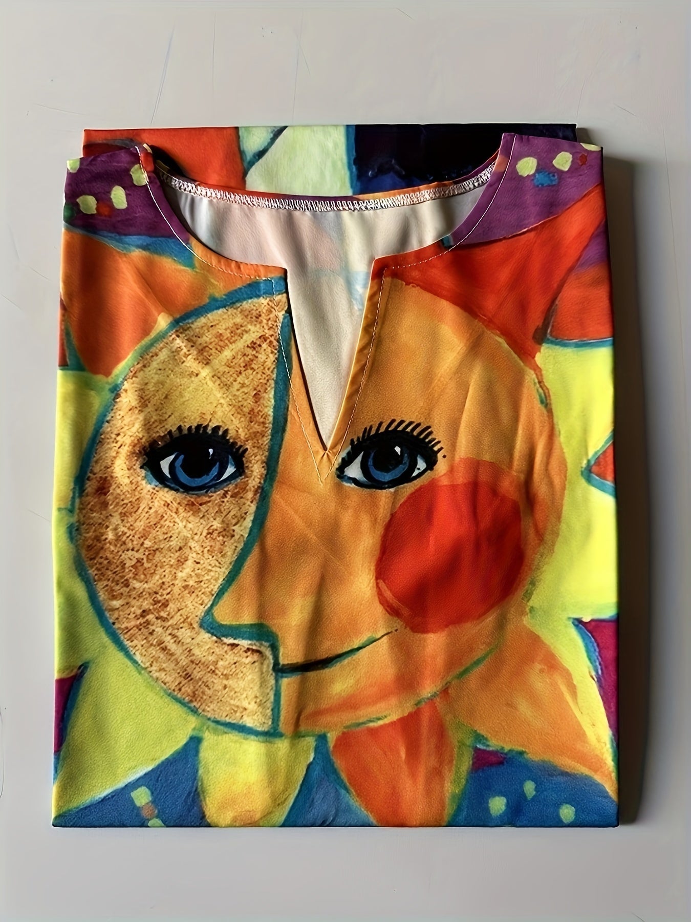 Robe décontractée femme style vintage motif artistique chats et soleil – idéale pour l'été et le printemps