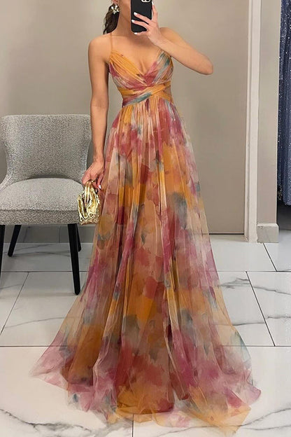 Abito lungo maxi fiorito stile serata per donna – Elegante e bohémien raffinata