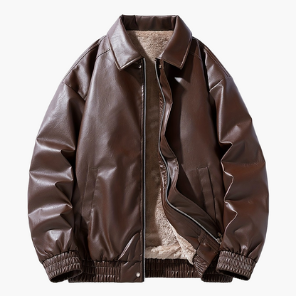 Blouson style bomber décontracté pour homme, coupe ample, fermeture zippée, col à revers