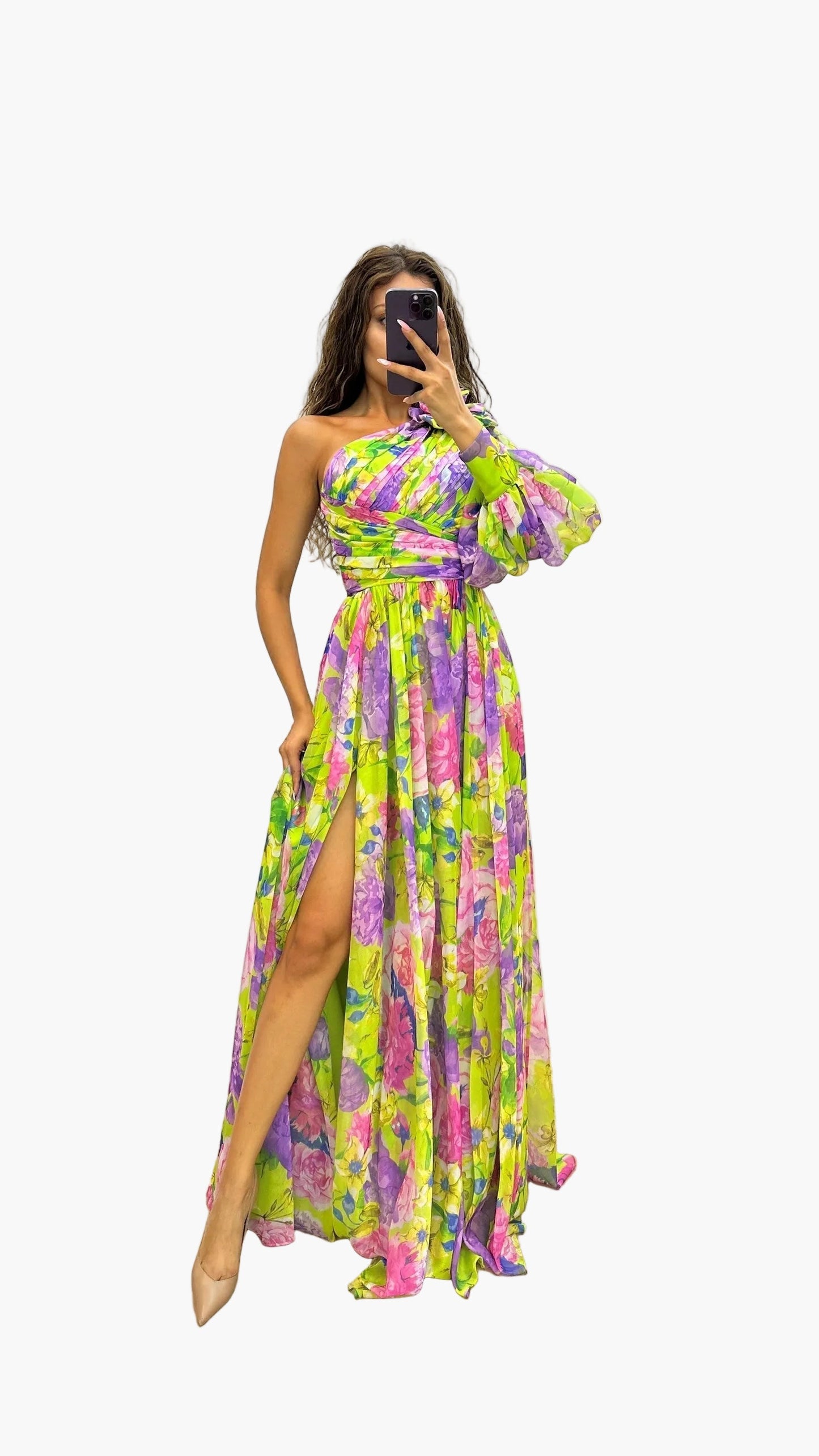 Abito da sera donna con spalle scoperte, stile floreale raffinato, elegante per eventi e occasioni estive