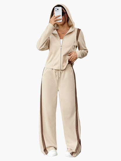 Ensemble de survêtement femme style décontracté avec veste à capuche et pantalon ample