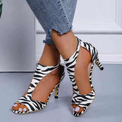 Claire – Sandales à Talons Hauts avec Fermeture Éclair et Bout Ouvert