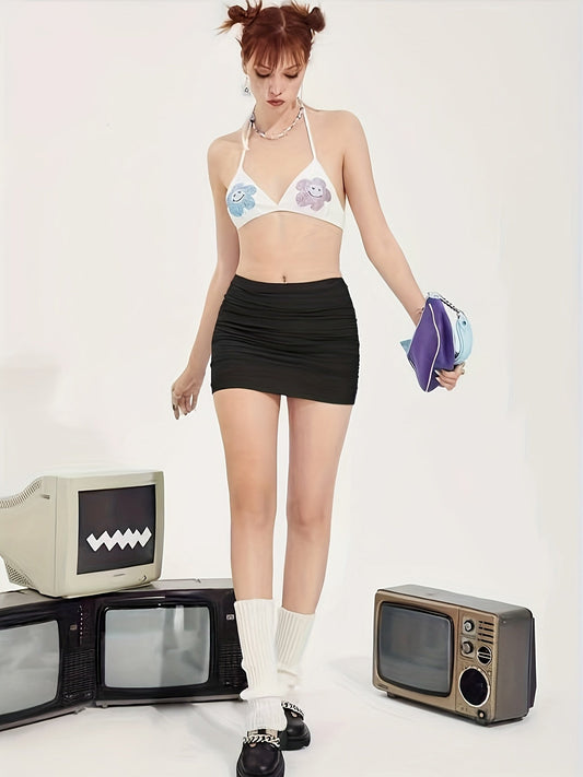 Falda Mini Fruncida para Mujer, Estilo Moderno y Versátil, Ideal para Salidas y Atuendos Informales