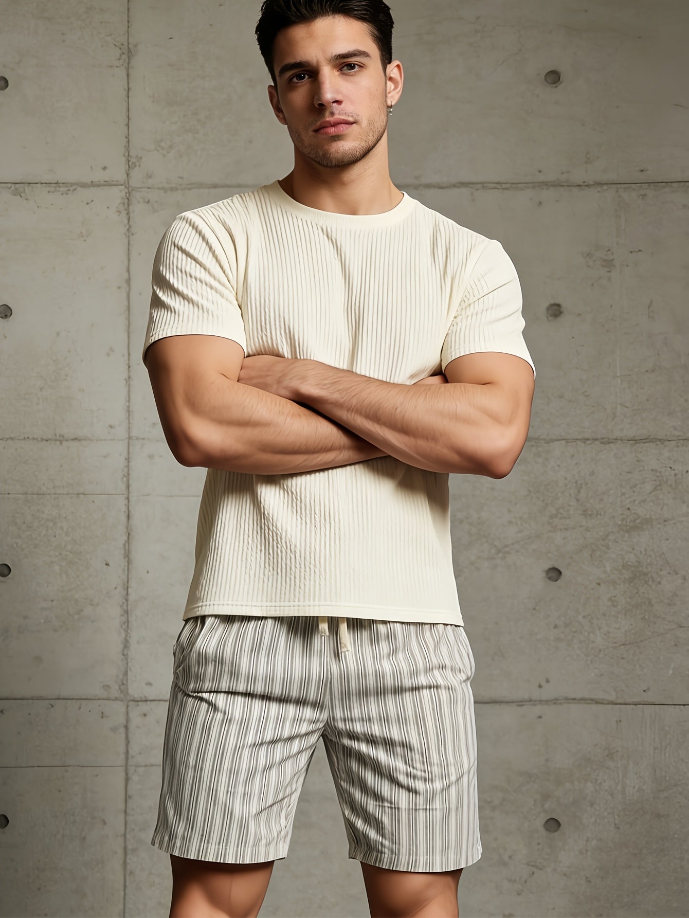 Short décontracté à rayures pour homme, style basique, idéal pour le golf et les loisirs