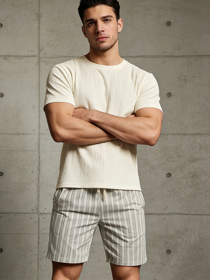 Short décontracté à rayures pour homme, style basique, idéal pour le golf et les loisirs