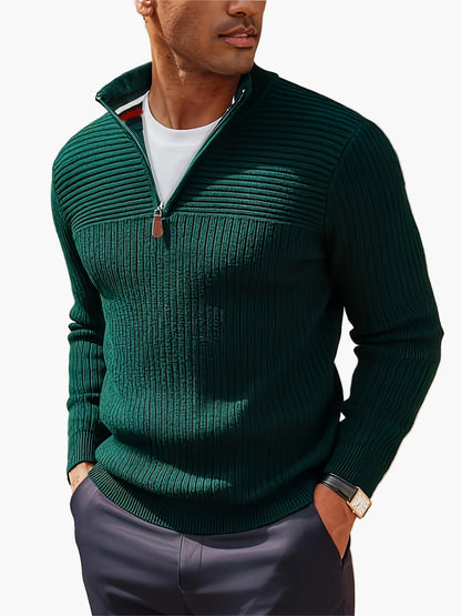 Pull col zippé demi-fermeture style casual pour homme - Idéal automne hiver