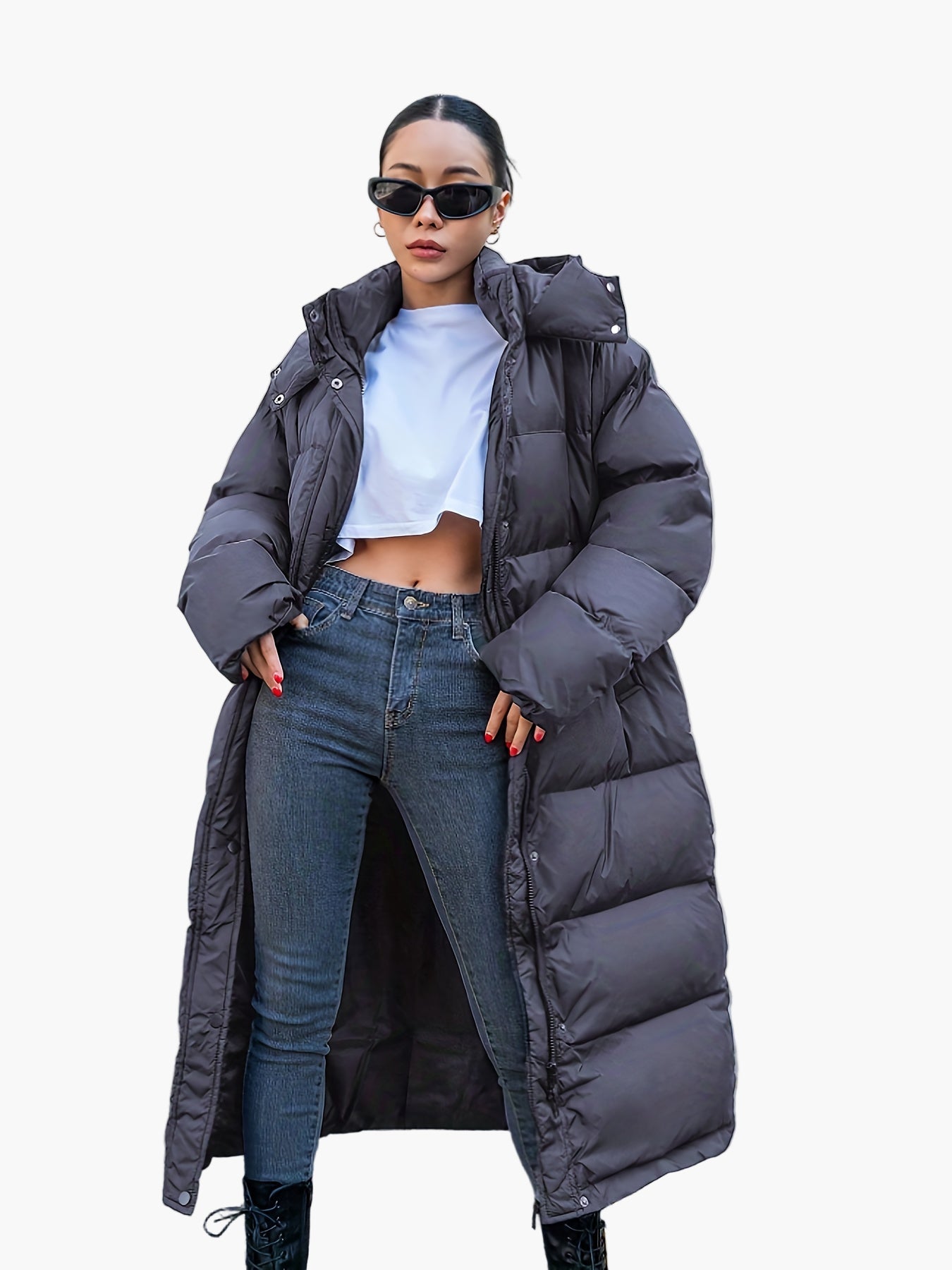 Doudoune Longue Élégante Femme Style Urbain Hiver