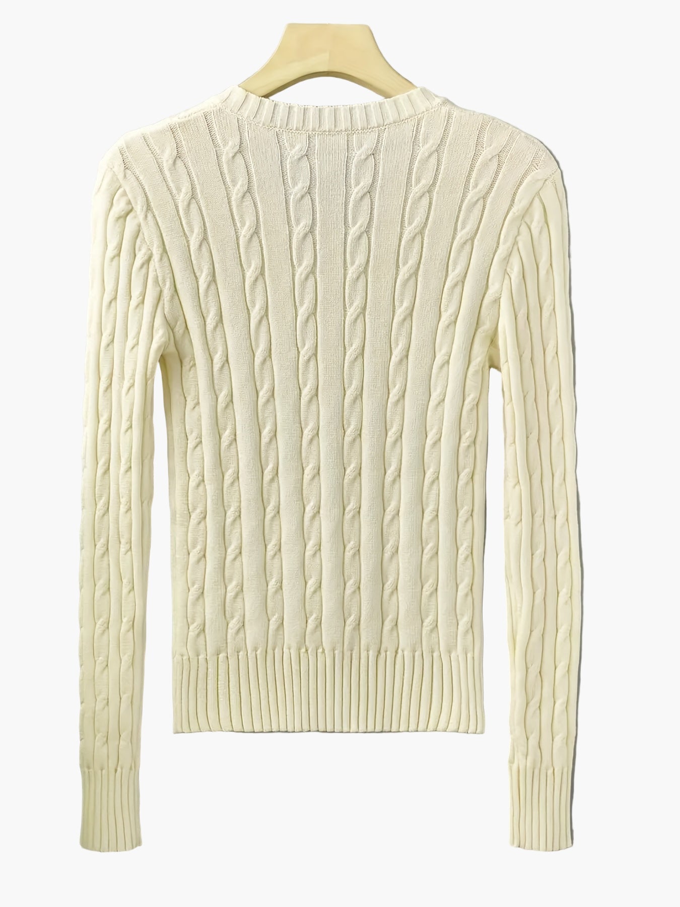 Pull Femme Style Casual à Col V et Motif Câble - Élégance Quotidienne