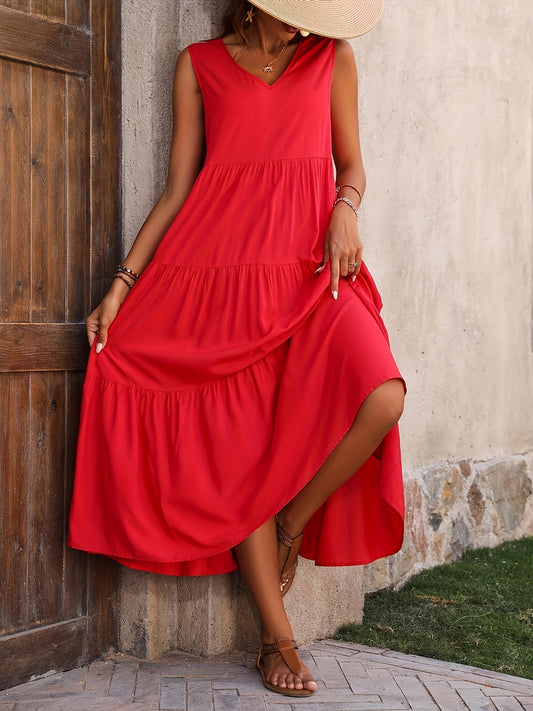 Robe longue femme élégante à volants style décontracté pour l'été