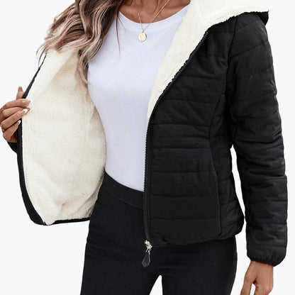Veste matelassée à capuche pour femme style décontracté hiver chaude