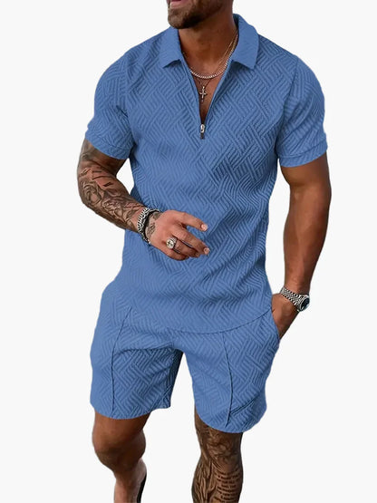 Conjunto de polo y pantalón corto estilo informal para hombre – Elegancia relajada de verano