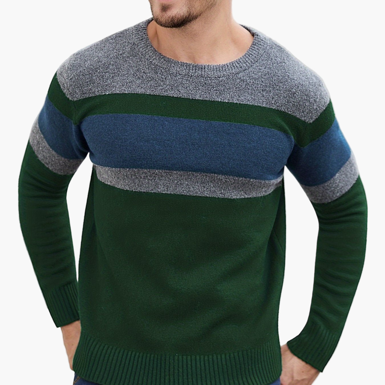 Pull à Rayures Style Décontracté pour Homme - Idéal Automne Hiver