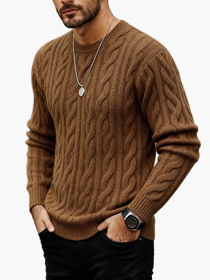 Pull à torsades style décontracté pour homme - idéal automne/hiver