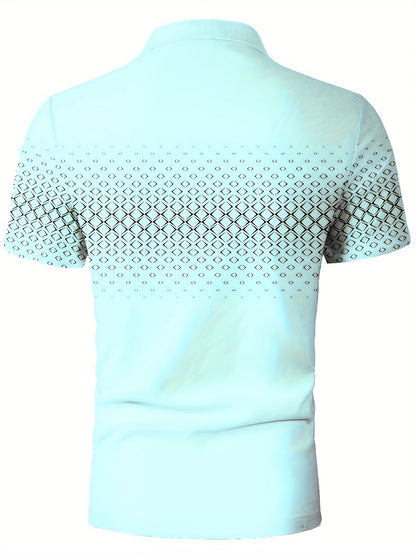 Polo Homme Mode Décontractée à Motif Géométrique pour Été