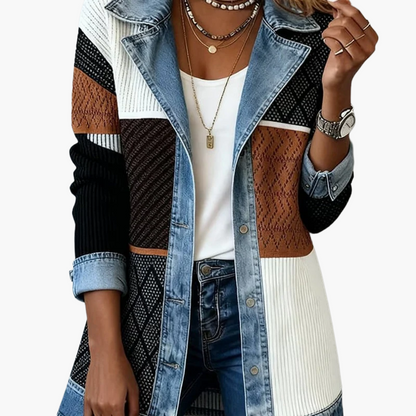 Elegant blazer-vest til kvinder i urban chic stil med kontrastfarvede revers