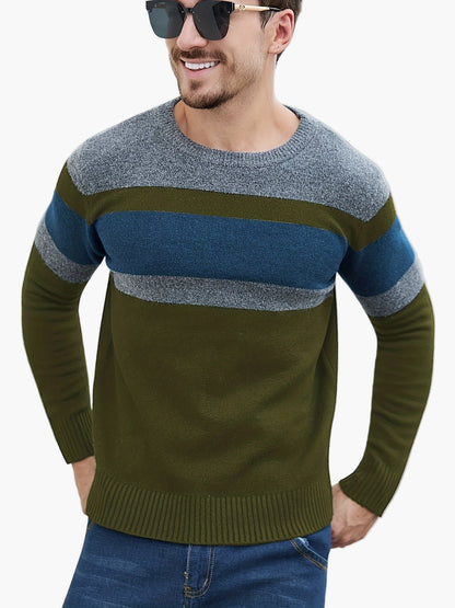 Pull à Rayures Style Décontracté pour Homme - Idéal Automne Hiver
