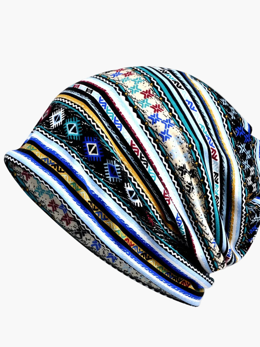 Gorro para mujer estilo bohemio de uso múltiple con motivo floral elegante para primavera, verano y otoño