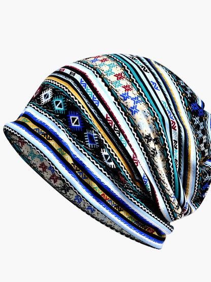 Gorro para mujer estilo bohemio de uso múltiple con motivo floral elegante para primavera, verano y otoño