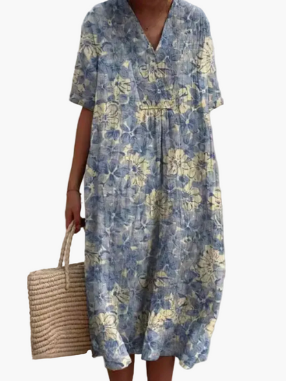 Casual summer dress for women, loose fit, bohemian floral style