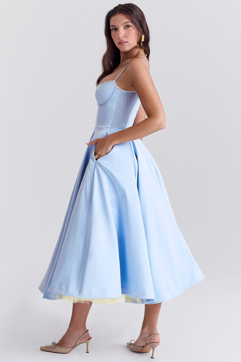Elegante avondjurk voor dames prinsessenstijl bustier uitlopende midi rok