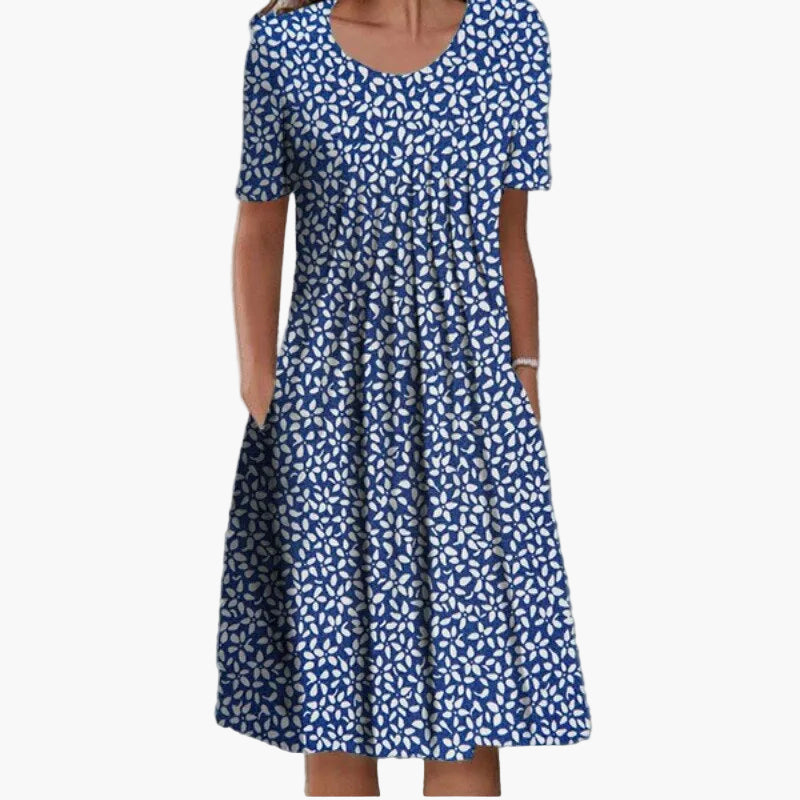 Vestito estivo donna a maniche corte, stile informale, stampa floreale, ideale per le giornate di sole